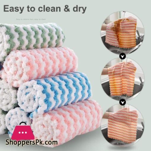 New Kitchen Stripe Dish Cloth Kitchen Rags Thicken Absorbent Housework Clean Towel Kitchen Cleaning Supplies