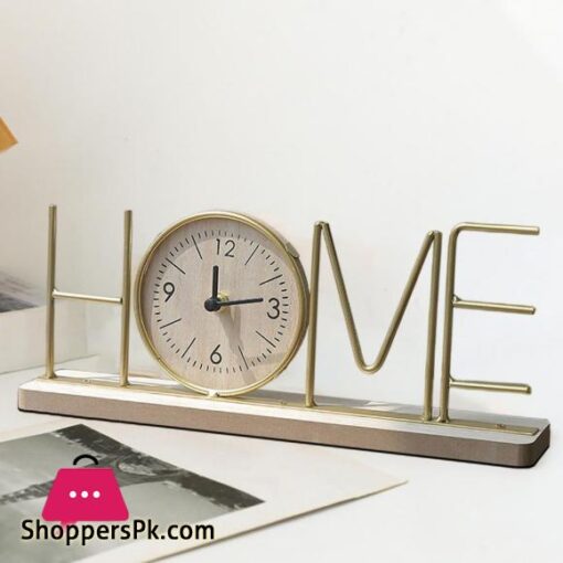 Office Desk Clock Modern Metal Home Clock with Wooden Base for Decor Non-ticking Silent Desktop Clock