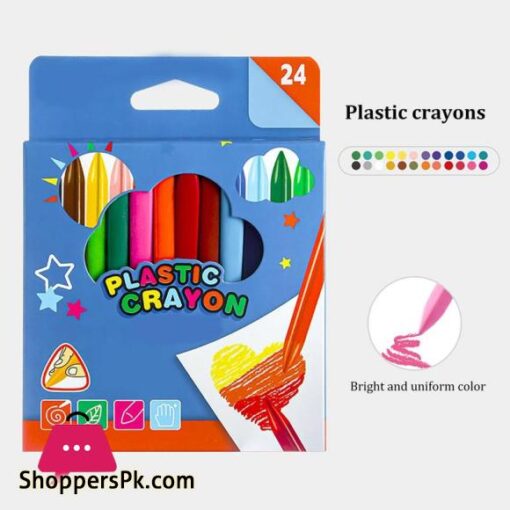 Pack Of 18 Art Supply Childs Plastic Crayons With Box - 1 Piece