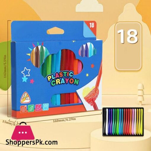 Pack Of 18 Art Supply Childs Plastic Crayons With Box - 1 Piece