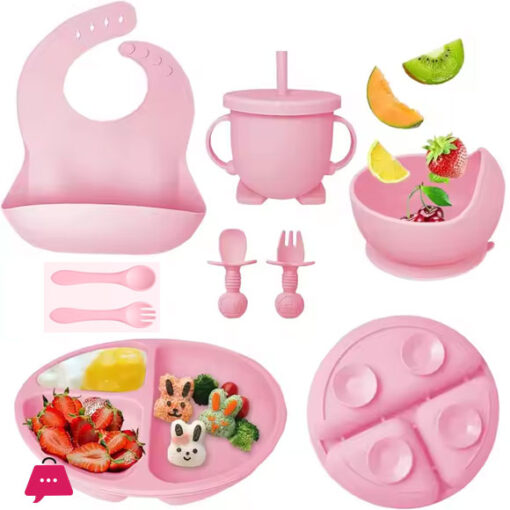 Silicone Baby Feeding Set - 8-Pcs