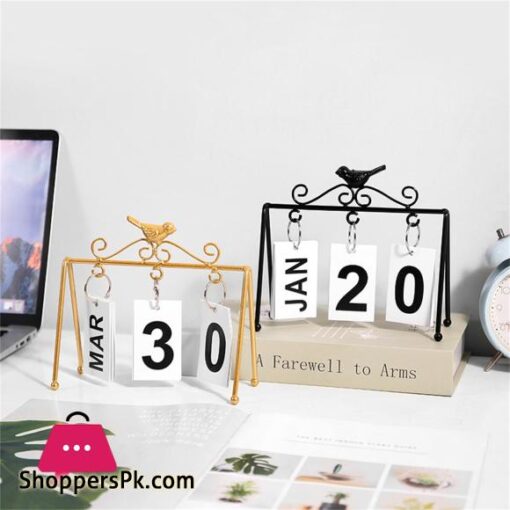 Simple Iron Bird Calendar Turn Page Perpetual Calendar Diy Desk Study Living Room Bedroom Desktop Decoration Gifts