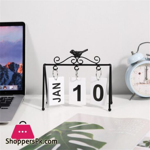 Simple Iron Bird Calendar Turn Page Perpetual Calendar Diy Desk Study Living Room Bedroom Desktop Decoration Gifts