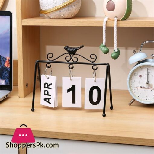 Simple Iron Bird Calendar Turn Page Perpetual Calendar Diy Desk Study Living Room Bedroom Desktop Decoration Gifts