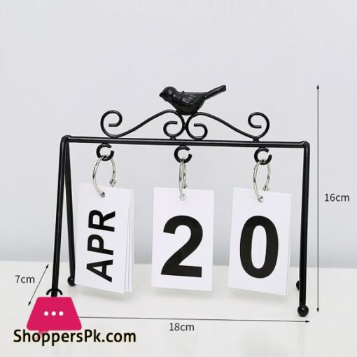 Simple Iron Bird Calendar Turn Page Perpetual Calendar Diy Desk Study Living Room Bedroom Desktop Decoration Gifts