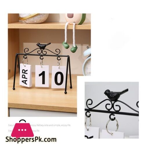 Simple Iron Bird Calendar Turn Page Perpetual Calendar Diy Desk Study Living Room Bedroom Desktop Decoration Gifts