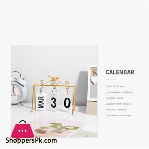 Simple Iron Bird Calendar Turn Page Perpetual Calendar Diy Desk Study Living Room Bedroom Desktop Decoration Gifts