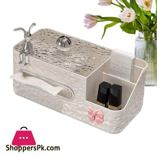 Tissue Paper Holder White Multifunctional Tissue Box Cover Chic Water Wave Bedside And Side Table Organizer Tissue Box Cover