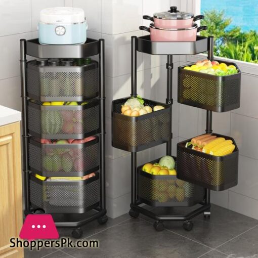 Triangle Rotating Storage Rack Kitchen Storage Rack Floor-Standing Corner Fruit and Vegetable Basket - 5 Layer