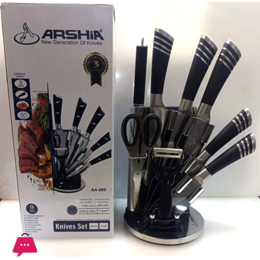 ARSHIA Knife Set with Acrylic Holder 9 pcs Set