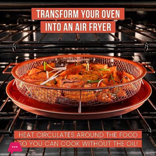 Copper Crisper Tray Round Air Fryer Tray for Oven, Deluxe Air Fry in Your Oven, 2-Piece Set, Air Fryer Baking Pan, Air Fryer Basket for Oven