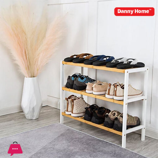 Danny Home 3 Tier Natural Bamboo Shoe Rack