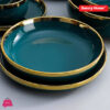 Danny Home Emerald Green Gold Trim Porcelain Soup Plate 20 x 3.5cm