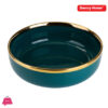 Danny Home Emerald Green Gold Trim Porcelain Soup Bowl 8-Inch