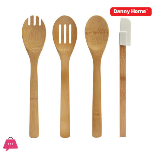 Danny Home Kitchen Bamboo Kitchen Utensils Tool Set Ceramic Holder