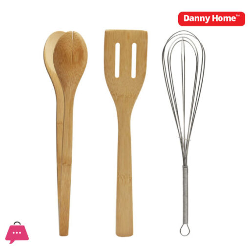 Danny Home Kitchen Bamboo Kitchen Utensils Tool Set Ceramic Holder