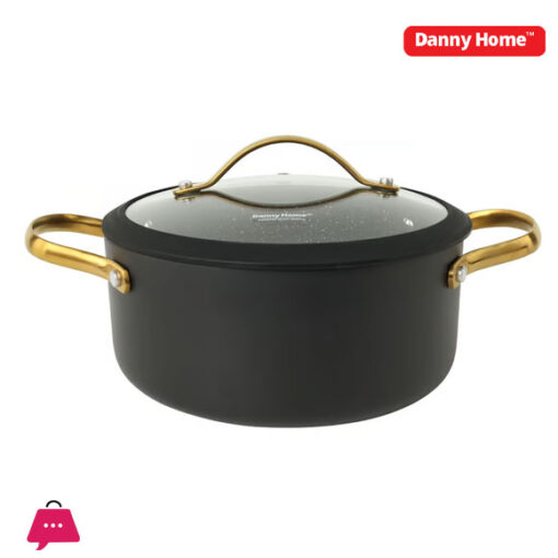 Danny Home Modern Black 3.6L Casserole Pot with Glass Lid 22cm