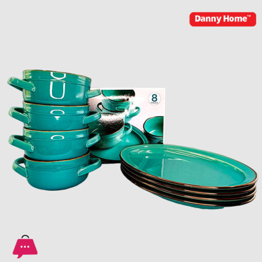 Danny Home Green Service Set Bowl and Platter Set 8Pcs