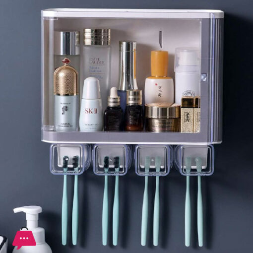 Duu Toothbrush Holders Toothbrush Rack in Bathroom Wall-Mounted Free Punch Tooth Cup Toothbrush Storage Rack