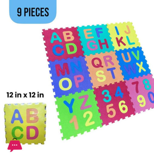 EVA Foam Alphabet Numeric Educationalol Jigsaw Puzzle Mat 9 tiles 36 characters 12x12Inch