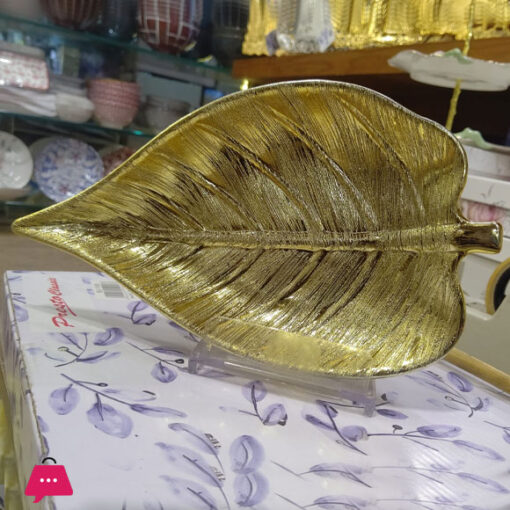 Gold Leaf Platter 10.5 x 6 Inch