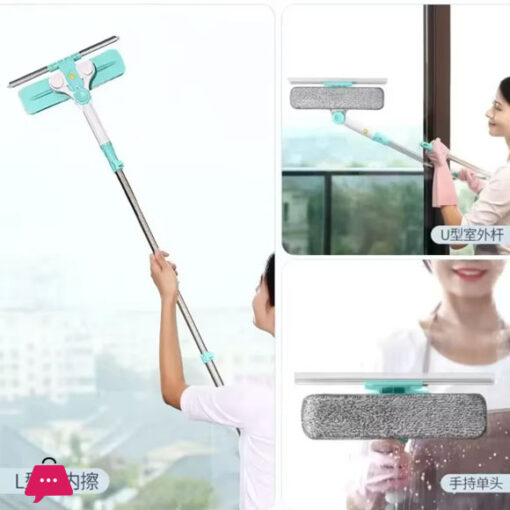 High Rise Window Cleaner U Shaped Glass Scraper Retractable