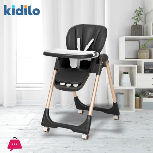 Kidilo Multifunction Portable Baby High Chair, Foldable Feeding Chair, Strong Dining Chair For Baby With Height Adjustment & Wheel - DC01