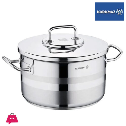 Korkmaz Astra2 Stainless Steel Stock Pot with Lid - 28x16cm - 9.5 Liters Induction Compatible