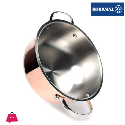 Korkmaz Divani Stainless Steel Stock Pot (Soup Pot) with Copper Body 24x12 cm - 5.1 liter