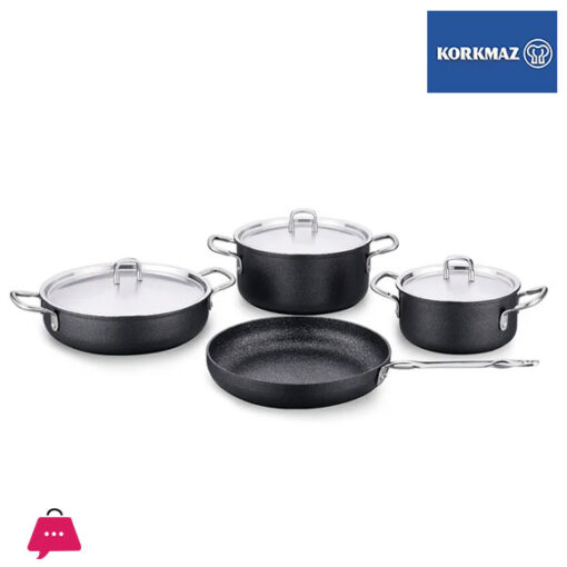 Korkmaz Doria 7-Piece Non Stick Cookware Set with Lid - Induction Compatible PFOA Free