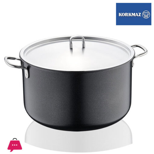 Korkmaz Doria Non Stick Stock Pot With Stainless Steel Lid - 32X20Cm Pfoa Free Induction Compatible