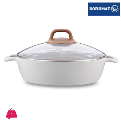 Korkmaz Gusto Non Stick Ceramic Cooking Pot with Glass Lid 3.5 Liter - 26x7cm, Gas Stove Compatible