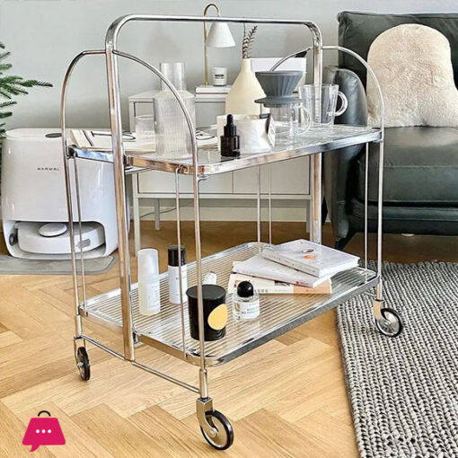 Mobile Dining Car Bedroom Trolley Shelf Living Room Stainless Steel Tea Trolley