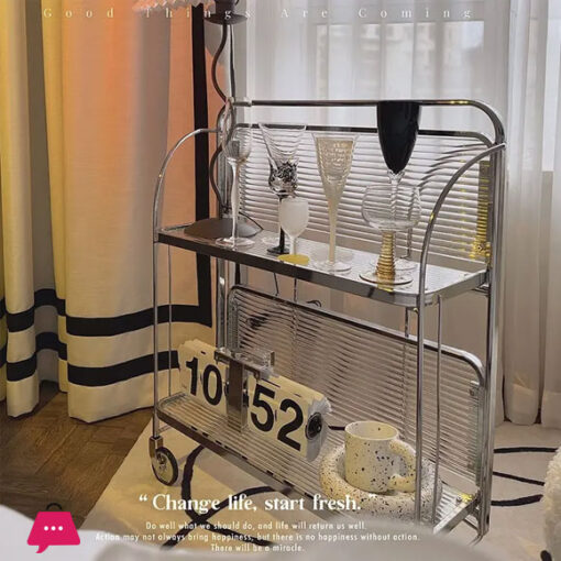 Mobile Dining Car Bedroom Trolley Shelf Living Room Stainless Steel Tea Trolley