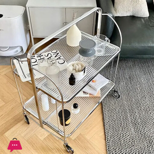 Mobile Dining Car Bedroom Trolley Shelf Living Room Stainless Steel Tea Trolley