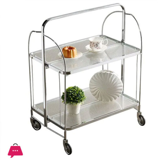 Mobile Dining Car Bedroom Trolley Shelf Living Room Stainless Steel Tea Trolley