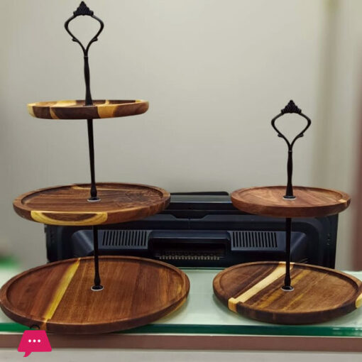 New Round 2 Tier Wooden Cake Stand Original Cupcake Serving Tray