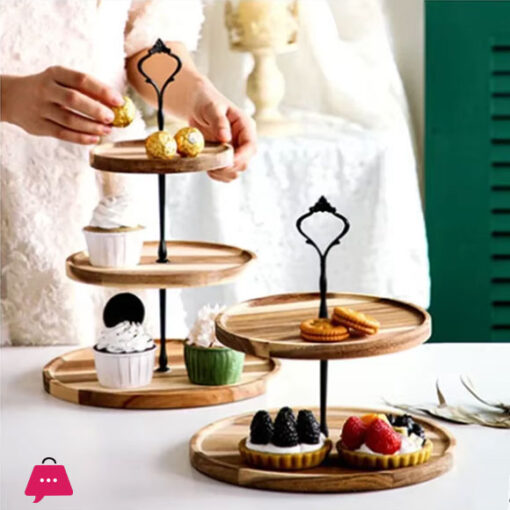 New Round 3 Tier Wooden Cake Stand Original Cupcake Serving Tray