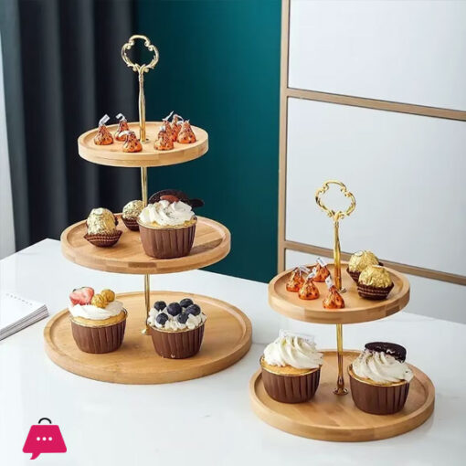 New Round 3 Tier Wooden Cake Stand Original Cupcake Serving Tray