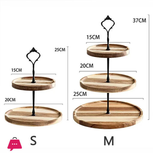 New Round 2 Tier Wooden Cake Stand Original Cupcake Serving Tray