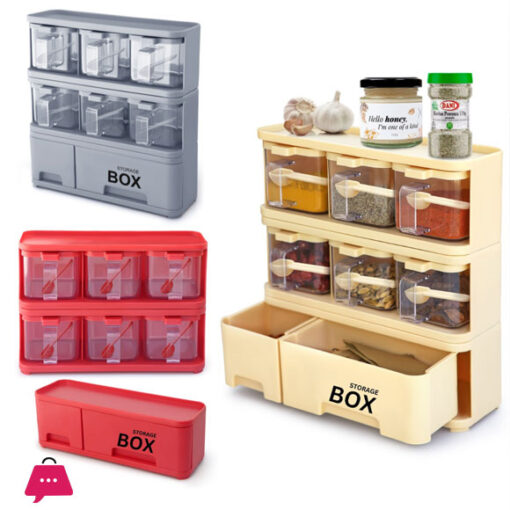 Storage Box Spice Rack 6 pieces set Easy To Assemble & Disassemble With Spoon Seasoning Box