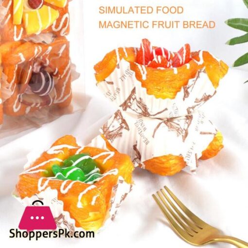 1 Piece Artificial Decoration Food Model Bread Magnetic Handmade Squeeze Fruit Cake Model