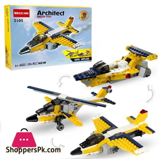 130 Piece LEGO Building Set Super Creative 3 in 1 Architect Super Airplane Blocks Toy Perfect Gift for Children and Adults