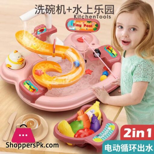 2-in-1 Dishwashing & Fishing Toy For Kids