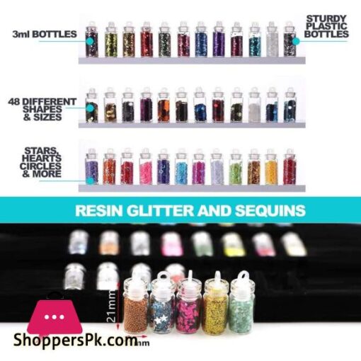 24 Bottles Nail Glitter Set with Rhinestones, Pearls and Mother of Pearl Flakes for DIY Nail Manicure