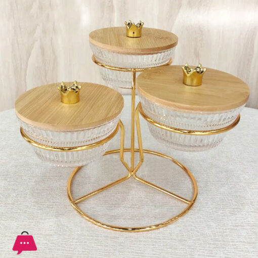 3-Condiments Set with Gold Stand