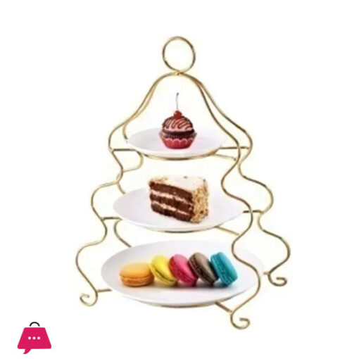 3 Tier Plate Set Golden Stand