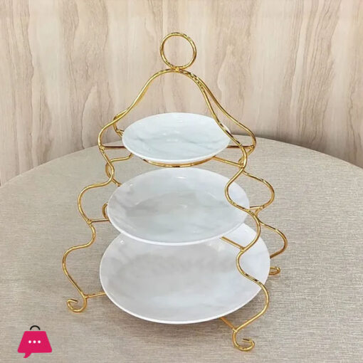 3 Tier Plate Set Golden Stand