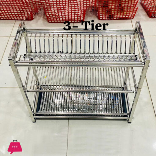 3-TIER PURE STAINLESS STEEL NON MAGNETIC DISH AND PLATES RACK