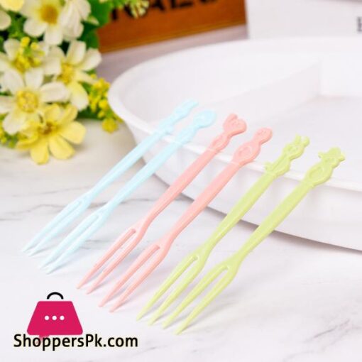 Cartoon animal disposable box containing 50 plastic Dim sum fruit color two tooth cake fork